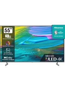 HISENSE Mini-LED-Fernseher »55U6KQ« 139 cm/55 ′′ Smart-TV in grau, Größe 55 ′′