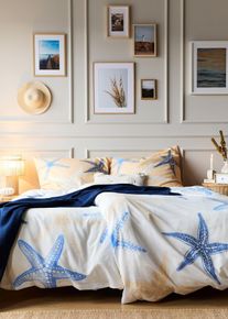 bonprix Lenjerie de pat cu stele de mare, alb, 2x 80/80 cm, 2x 135/200 cm