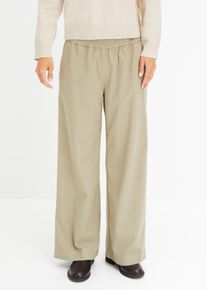 bonprix Femei Pantaloni palazzo cu aspect de l&acirc;nă, verde, 46