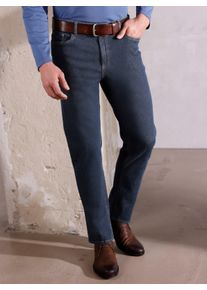 Herren 5-Pocket-Jeans mit Kontrastnähten in dark blue-denim ,Größe 46, WITT, 98% Baumwolle, 2% Elasthan