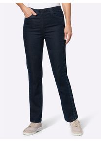 Dames Comfortjeans met print opzij in dark-blue ,maat 38, WITT, 81% Katoen, 17% Polyester, 2% Elastan