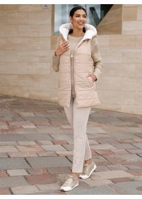 Dames Comfortbroek in verkort model in beige/ecru geruit ,maat 38, WITT, 98% Polyester, 2% Elastan