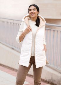 Damen Wendeweste mit verschiedenfarbigen Seiten in beige-ecru ,Größe 38, WITT, 100% Polyester. Wattierung: 100% Polyester