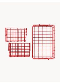 Mustard Made Cestas de metal The Baskets, 3 uds. Rojo Metal Set de diferentes tamaños