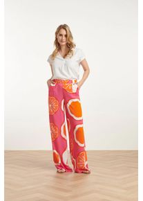Smashed Lemon 25027 wide-leg broek met fruitprint |