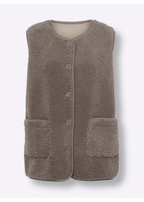 Damen Fleeceweste zum Knöpfen in taupe ,Größe 38, WITT, 100% Polyester