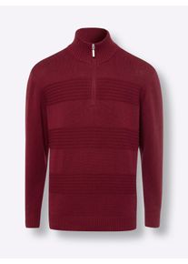 Heren Pullover met lange mouwen en ribtricotpatroon in donkerrood ,maat 46, WITT, 50% Katoen, 50% Polyacryl