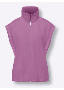 Dames Fleecegilet met oversized schouders in orchidee ,maat 46, WITT, 100% Polyester