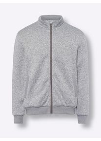 Heren Gebreid fleecejack met teddyvoering in lichtgrijs gemêleerd ,maat 44/46, WITT, 100% Polyester. Mouwvoering: 100% Polyester