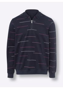 Herren Sweatshirt in streepjeslook in marine geprint ,maat 44/46, WITT, 100% Katoen