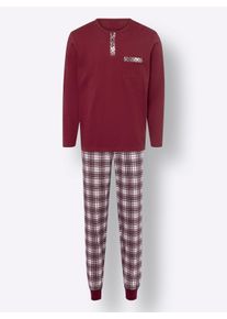 Heren Pyjama in donkerrood geruit ,maat 44/46, WITT, 100% Katoen