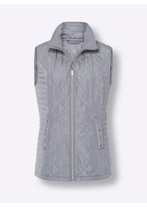 Damen Steppweste mit Zierplättchen an den Taschen in steingrau ,Größe 38, WITT, 100% Polyester. Wattierung: 100% Polyester