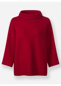 Heine Dames Pullover met 3/4-mouwen en wijde rolkraag in rood ,maat 34, Witt, 50% Viscose, 28% Polyester, 22% Polyamide