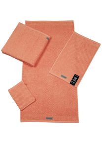 Ross, Waschhandschuh &raquo;Smart&laquo; Uni-Rippe mit Velourslabel, nektarine, Frottier, B/L: 16 cmx21 cm -6 Stk., nektarine