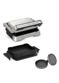 Tefal, Kontaktgrill &raquo;GC774HP OptiGrill 4in1&laquo; 2100 W inkl. Backschale, aufklappbar. Gratis: Hamburger Presse, silberfarben, Inklusive Backschale, 
