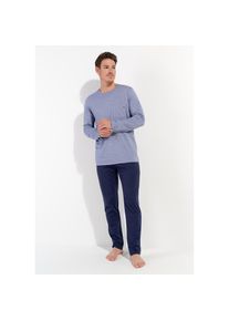 HOM , Pyjama »Modal Comfort« 2 tlg, langärmelig, weich, bequem, Brusttasche, Seitentaschen , navy , M , M , Herren-Schlafanzug von HOM