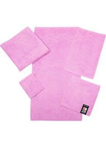 Ross, Waschhandschuh &raquo;Cashmere feeling&laquo; mit Wellen-Bord&uuml;re, mauve, Frottier, Baumwolle, B/L: 16 cmx22 cm -6 Stk., mauve