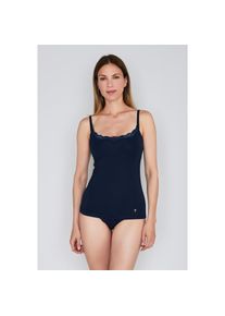 JOOP! , Unterhemd »Pure« mit feiner Spitzenverzierung , Navy , 38 , 38 , Spaghetti-Top von JOOP!