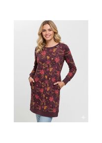Ragwear, Damen, Sweatkleid &raquo;MENITA FLOWERS O&laquo; Eingrifftaschen, WINE RED, N-Gr, L (40) -N-Gr, WINE RED, Vegan, von PETA verifiziertes Kleid von Ragwear