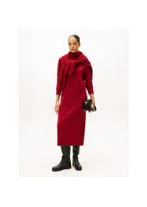 Tommy Hilfiger , Strickkleid »SOFT WOOL CABLE ROLL-NK LS DRESS« mit Zopfmuster, aus reiner Wolle , Regatta Red , N-Gr , XS (34) -N-Gr , XS (34) ,...