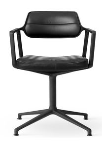 Vipp453 / Vipp 453 Swivel Chair chaise Vipp cuir noir / cadre noir avec patins