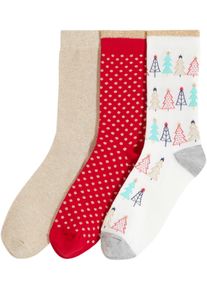 Sokker med glittergarn (3-pack), hvit, størrelse 39-42, bonprix
