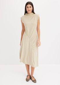 Midikjole med drapering og asymmetrisk fald, grønn, størrelse 40/42 (M), bonprix