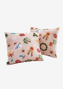 Sengeteppe med julemotiv, beige, størrelse 40x40 cm, bonprix
