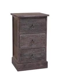 CARO-Möbel CARO-Möbel Nachttisch Enzo , Braun , Holz , Paulownia , Vintage , 35x59x30 cm , Schlafzimmer, Nachttische