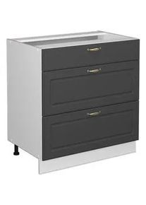 VICCO Badschrank Fame-Line Anthrazit-Gold 80 x 82 cm mit 3 Schubladen ohne Ap , Anthrazit, Weiß , Holzwerkstoff , Rechteckig , 80x82x51.6 cm , Badezimmer, Badezimmerschränke, Midischränke