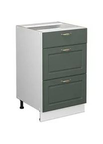 VICCO Badschrank Fame-Line Grün-Gold Landhaus 50 x 82 cm ohne Ap , Grün, Weiß , Holzwerkstoff , 3 Fächer , 3 Schubladen , Rechteckig , 50x82x51.6 cm , Badezimmer, Badezimmerschränke, Midischränke