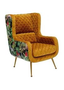 Kare-Design Designsessel , Grün, Orange , Metall, Textil , Blätter , 75x102x89 cm , Wohnzimmer, Sessel, Sonstige Sessel