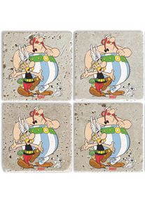 Luckylinde Getränkeuntersetzer »Asterix und Obelix mit Idefix Fliesen Steine« Asterix Set Topfuntersetzer Naturstein Untersetzer 10x10x1cm in bunt