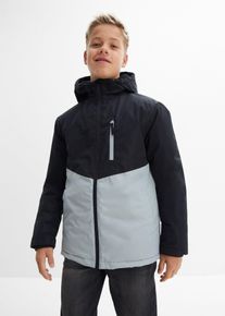 bonprix Geacă de iarnă impermeabilă cu glugă, model colorblocking, negru, 176/182