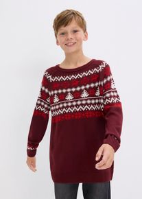 bonprix Sweter dziecięcy w norweski wz&oacute;r, czerwony, 128/134