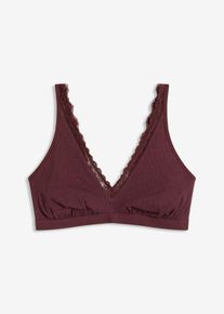 bonprix Női Bordás Bralette melltartó bio-pamuttal és csipkével, barna, 40