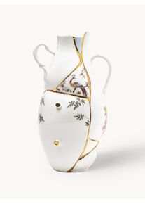 Seletti Wazon z porcelany chińskiej Kintsugi, W 32 cm Biały, Kolorowy Fine Bone China B 19 x W 32 cm