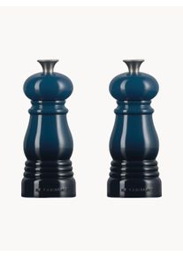 Le Creuset Molinillos de sal y pimienta Bottle Grinder, set de 2 Azul, Plateado Loza de barro Ø 5 x Al 12 cm