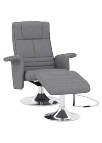 HOMCOM Poltrona Massaggiante in Tessuto Effetto Lino Grigio Scuro