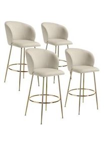 TecTake Sgabello Luana, con schienale, effetto velluto - 405866