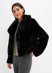 bonprix Mujer, Chaqueta de piel sintética, negro, 46