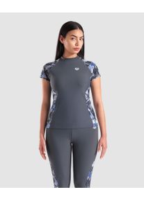 arena Rash Guard - Women - Asphalt-asphalt Multi - Size: 30 - Women's arena Modesty Short-Sleeve Rash Vest