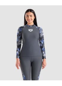 arena Rash Guard - Women - Asphalt-asphalt Multi - Size: 32 - Women's arena Modesty Long-Sleeve Rash Vest