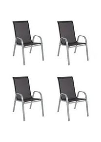 Ambia Garden Gartensessel-Set , Schwarz, Silberfarben , Metall, Textil , Flachrohr , 54x94x73 cm , Gartenmöbel, Gartensessel, Gartenstühle
