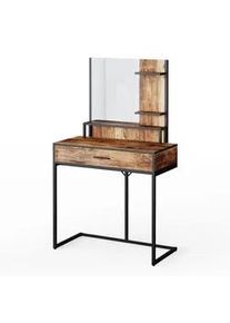 VICCO Schminktisch Fyrk Antikholz 80 cm , Alteiche, Schwarz , Holzwerkstoff , 4 Fächer , 1 Schubladen , Rechteckig,Rechteckig , 80x135.5x40 cm , Schlafzimmer, Schminktische