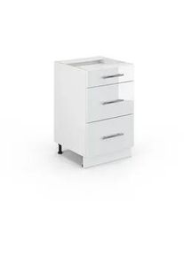 VICCO Badschrank Fame-Line Weiß Hochglanz 50 x 82 cm ohne Ap , Weiß Hochglanz, Weiß , Holzwerkstoff , 3 Fächer , 3 Schubladen , Rechteckig , 50x82x51.6 cm , Badezimmer, Badezimmerschränke, Midischränke