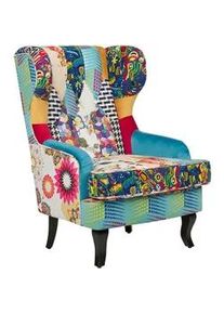 Beliani Sessel Patchwork mehrfarbig/blau Molde , Multicolor, Blau, Beige, Schwarz , Textil , 70x100x80 cm , Wohnzimmer, Sessel, Polstersessel
