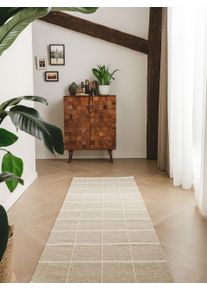 benuta Pure Villa matto Runner Gyda Taupe 70x200 cm Geometrinen