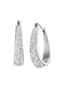 Firetti , Juegendliche , Paar Creolen »Schmuck Geschenk Edelstahl Ohrschmuck Ohrringe« mit Kristallstein (synth.) , edelstahlfarben-kristallweiß +...