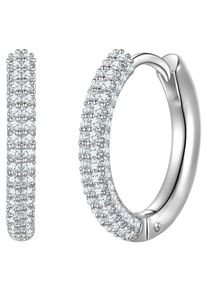 Yokoamii, Damen, Paar Creolen &raquo;Set: Y527&laquo; mit Zirkonia, silber + wei&szlig;, silber + wei&szlig;, Damen-Creolen